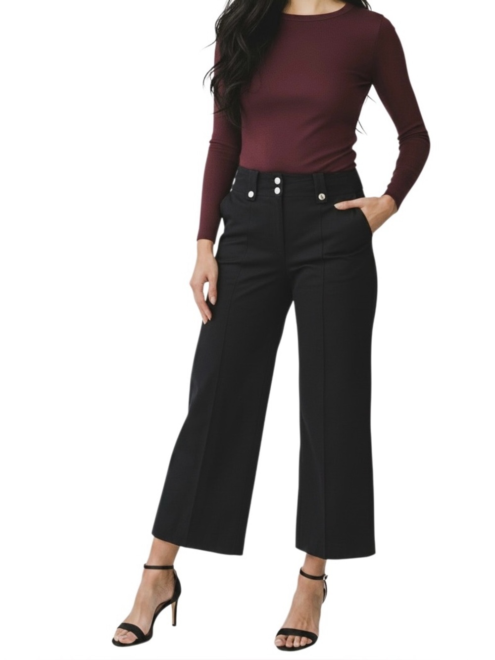 Derek Lam 10 Crosby Black Wide-Leg Crop Dress Pants Women’s Size 6 Work Trouser